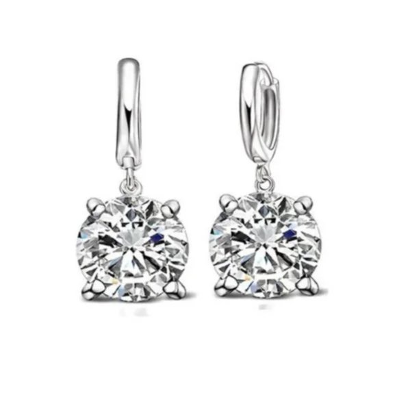 ⭐4pc Bundle Sale⭐ Round Diamond Set Pendant And Earrings w 18" Chain 925 Silver - Picture 2 of 5